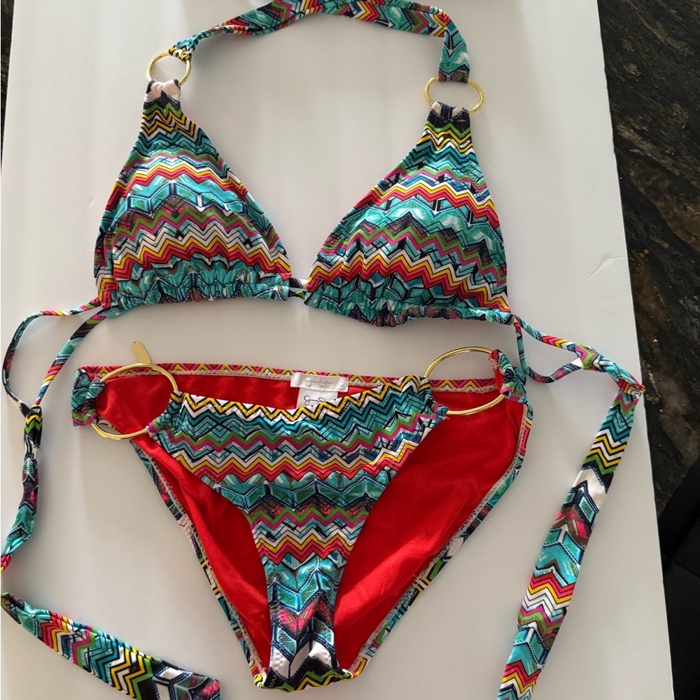 Jessica Simpson Multicolor Bikini Set